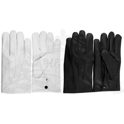 Guard Marching Band Marching Parade Military Leather Dress Gloves with Snaps