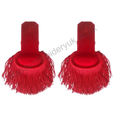 Red Silk Shoulder Epaulettes With Button Hole (Pair)