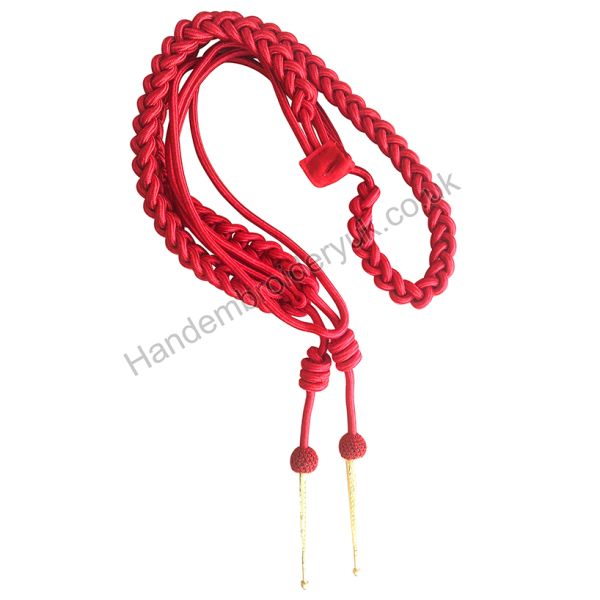 Aiguillette in Red Silk with Gold Tags