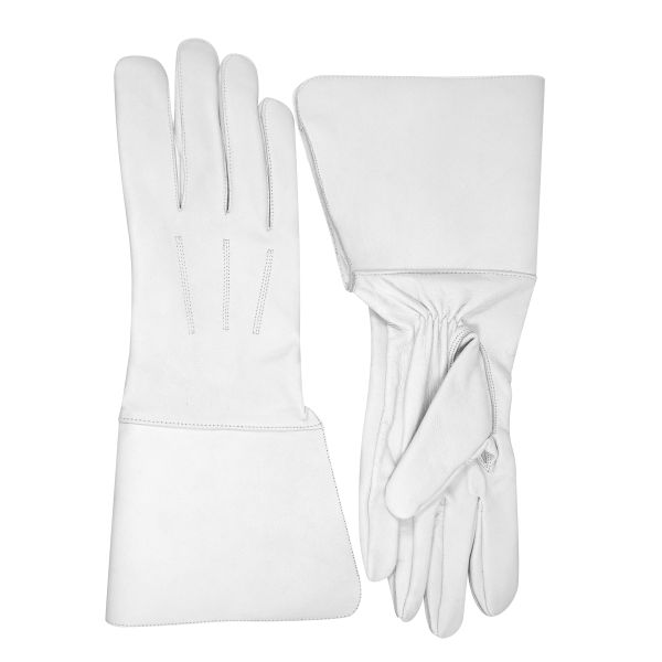 Drum Major's Gauntlet White Leather Gloves