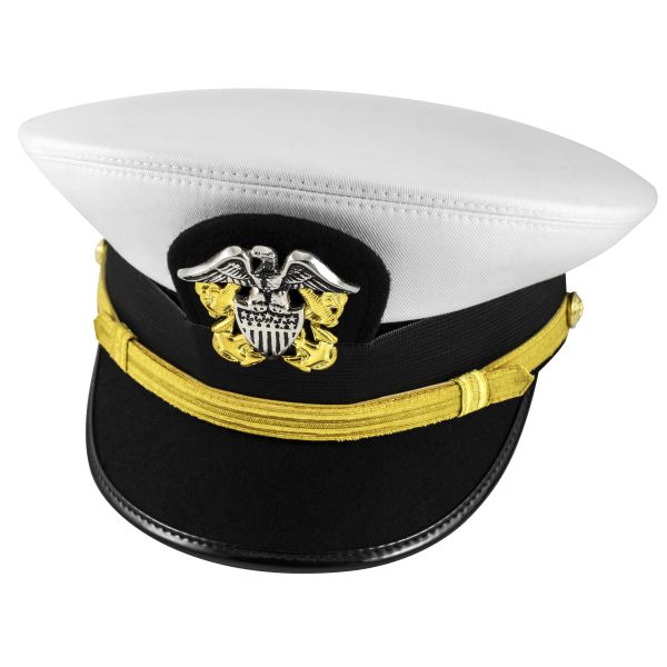 USA Navy Warrant Officer / Lieutenant Commander White Military Peak Cap
